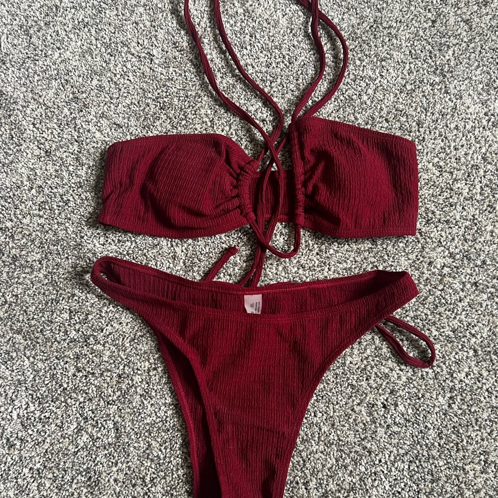 SHEIN Burgundy Bikini Set